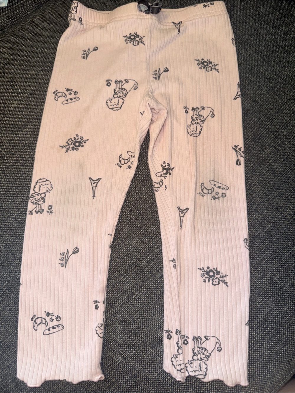 Pink Ribbed Toddler Leggings with Puppy & Floral Print